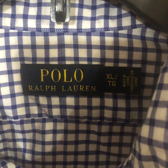 Ralph Lauren Long sleeve button front blue/white check shirt XL - Picture 4 of 5
